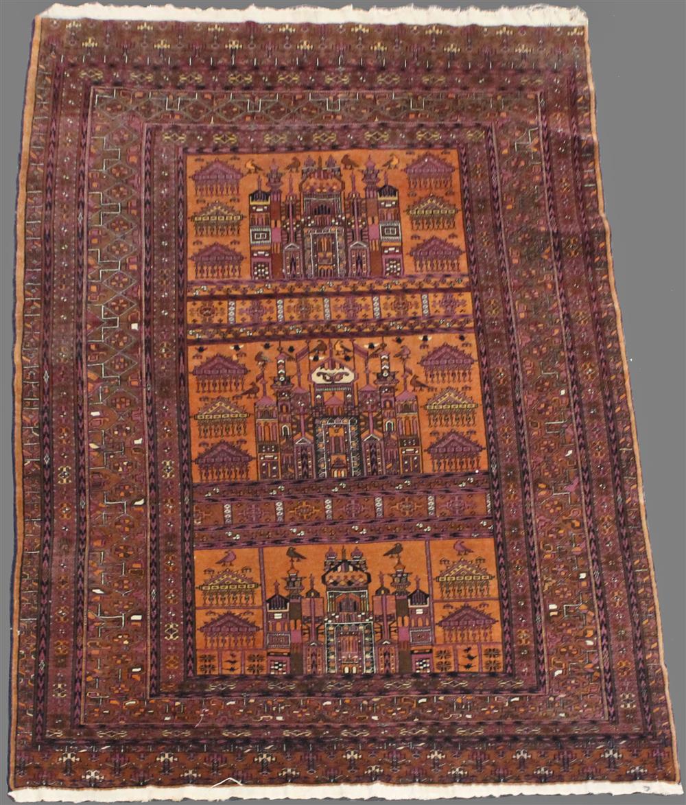 Appraisal: PRAYER RUG having a one way design with repeated buildings