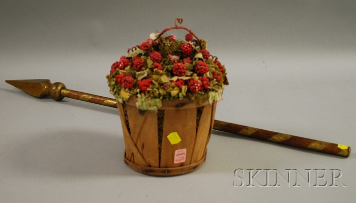 Appraisal: Mixed Media Basket of Berries Arrangement and a Fraternal Giltwood