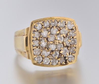 Appraisal: A Gentleman's Diamond Cluster Ring k yellow gold ring with