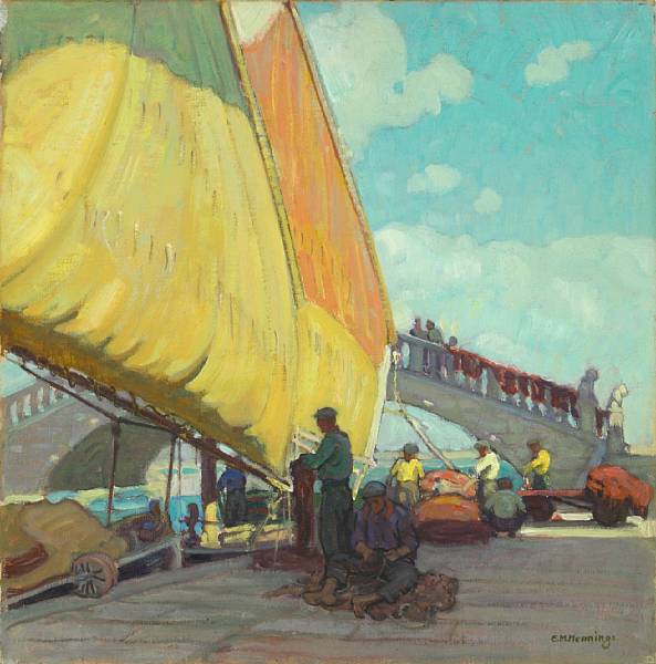 Appraisal: Ernest Martin Hennings American - Fishermen Mending Nets signed 'E