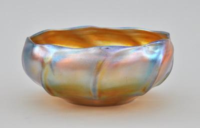 Appraisal: A Tiffany Favrile Bowl Bowl with wave pattern in gold