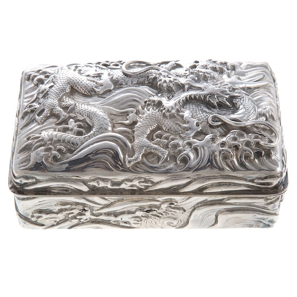 Appraisal: Japanese Silver Hinged Box First half - th century rectangular