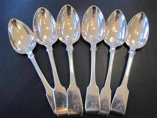 Appraisal: SIX STERLING SILVER FIDDLE PATTERN SPOONS