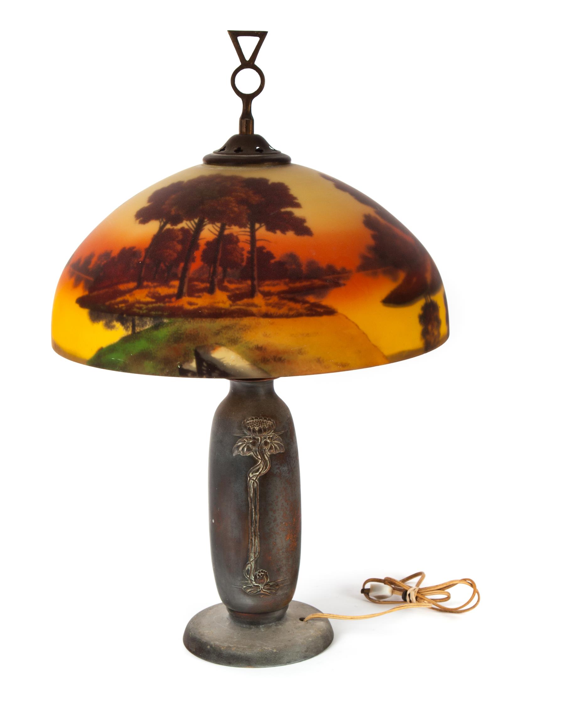 Appraisal: REVERSE PAINTED TABLE LAMP ECLIPSE LIGHT COMPANY American st quarter-