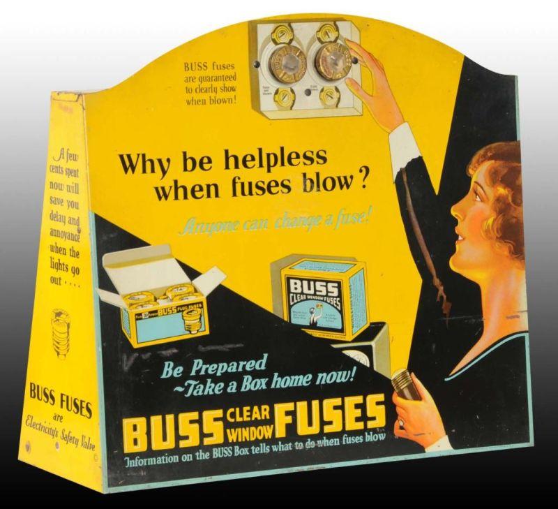 Appraisal: Buss Fuses Tin Litho Dispenser Vender Description Circa s to