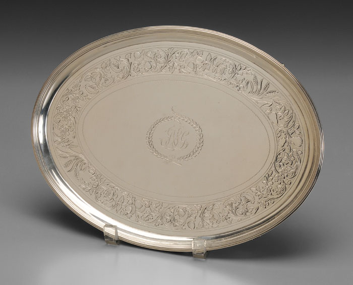 Appraisal: George III English Silver Salver London oval with scroll feet