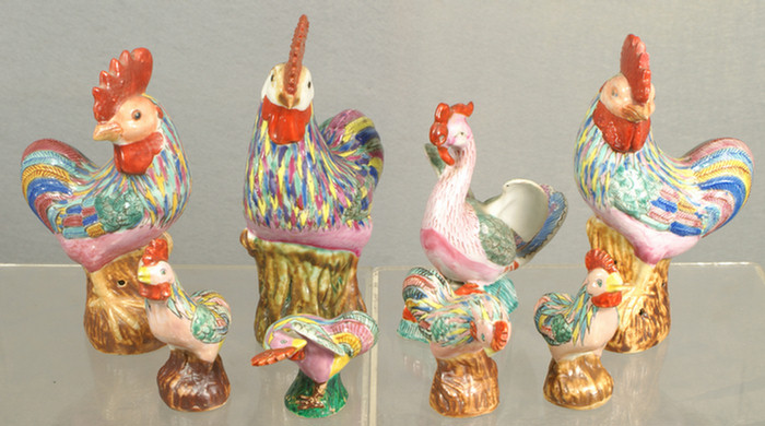 Appraisal: Chinese export porcelain Famille Rose lot of roosters to include