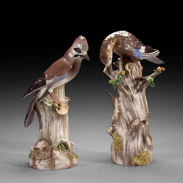 Appraisal: A pair of Meissen porcelain figures of woodpeckers late th