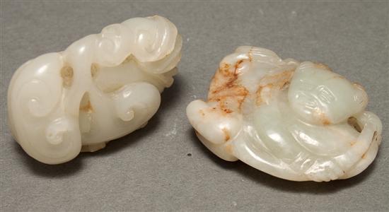 Appraisal: Two Chinese jade carvings th century one carved as lingzhi