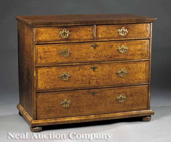 Appraisal: A George I Burled and Inlaid Walnut Chest of Drawers