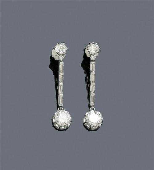 Appraisal: DIAMOND PENDANT EARRINGS ca White gold Elegant stud earrings each