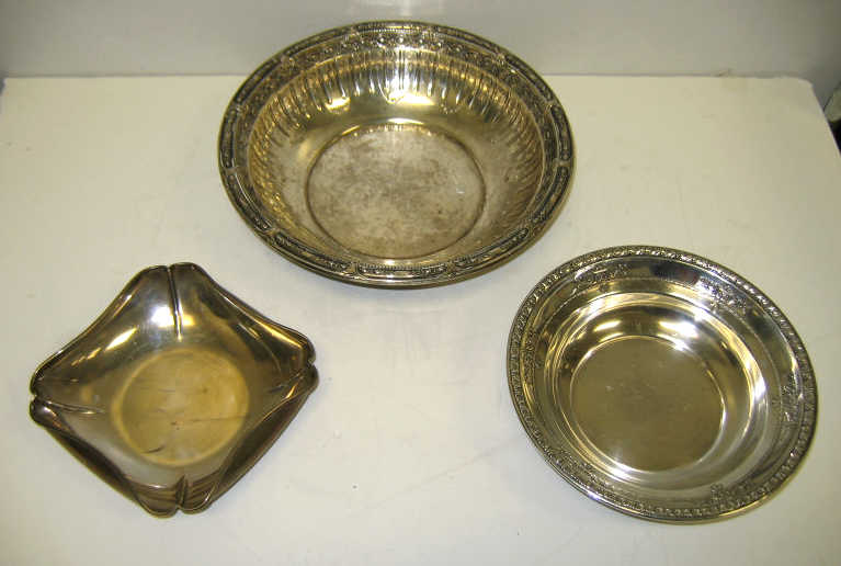 Appraisal: THREE AMERICAN STERLING SILVER BOWLS Gorham serving bowl Marie Antoinette