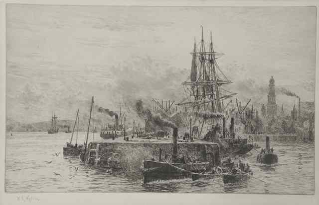 Appraisal: William Lionel Wyllie - 'Greenock' etching pencil signed in the