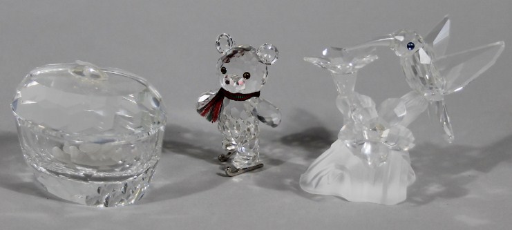 Appraisal: A Swarovski crystal skating Teddy bear cm high bird on