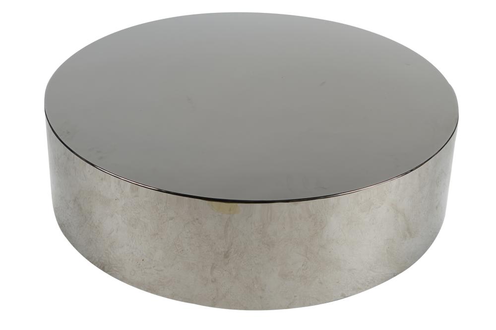 Appraisal: MODERN ROUND MIRRORED COFFEE TABLECondition with scattered surface scratches inches