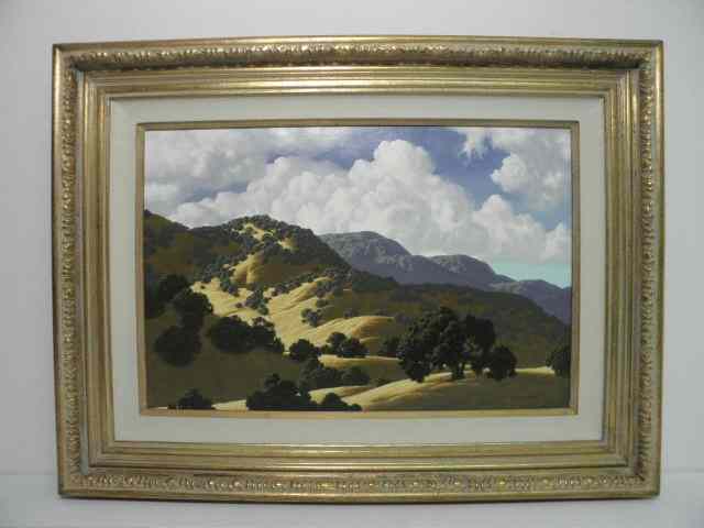 Appraisal: David De Matteo acrylic on board painting Depicts California hills