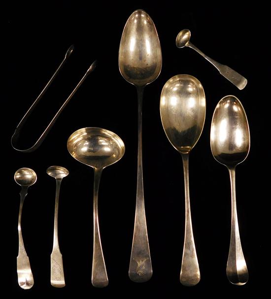 Appraisal: SILVER Eight serving pieces some with early English hallmarks some