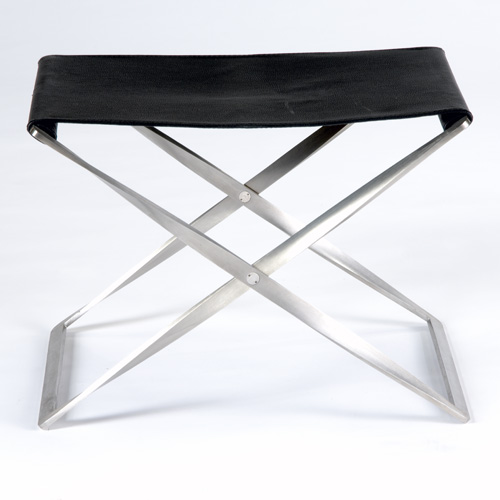 Appraisal: POUL KJAERHOLM FRITZ HANSEN PK folding stool with brushed steel