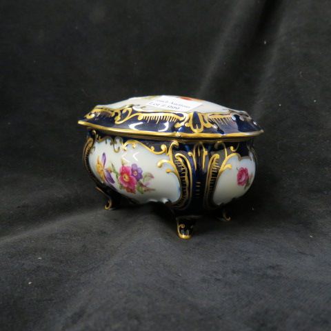 Appraisal: German Porcelain Footed Box floral with cobalt gold trim x