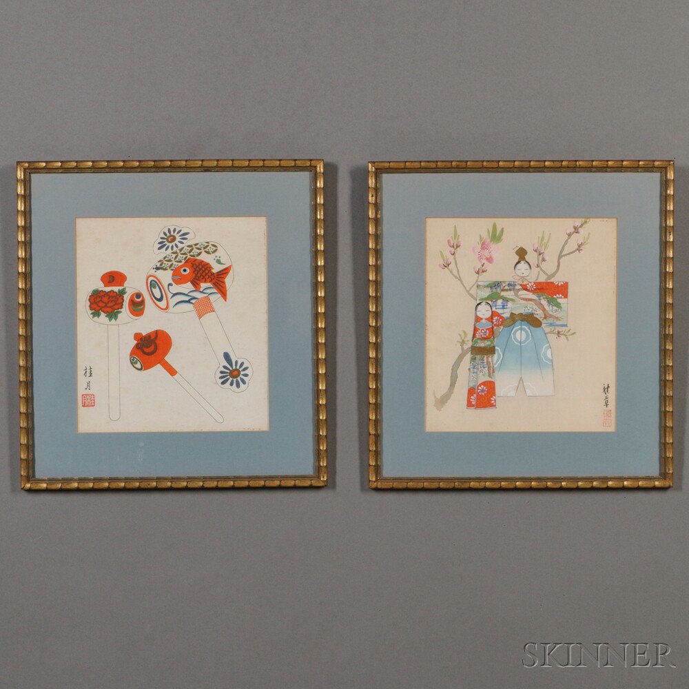 Appraisal: Two Framed Works Japan th century including a watercolor on