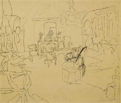 Appraisal: VILLON JACQUES Dameville - Puteaux The Music Room Drawing Signed