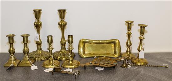 Appraisal: Sale Lot A Collection of Four Pairs of Brass Candlesticks