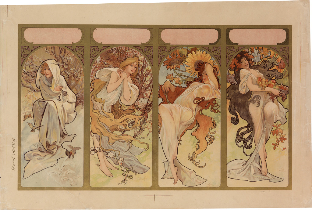 Appraisal: ALPHONSE MUCHA - THE SEASONS Circa x inches x cm