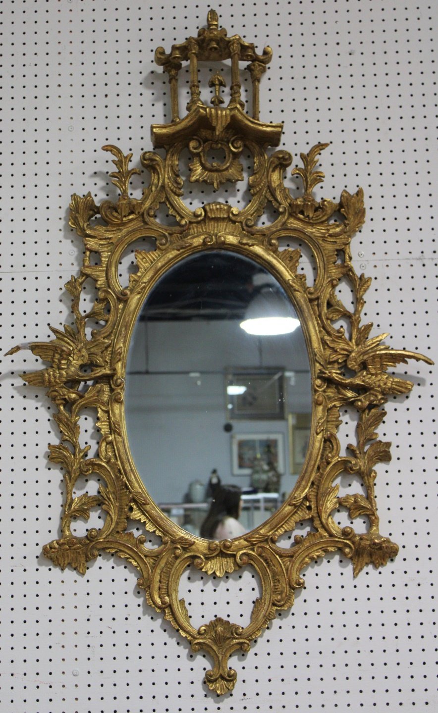 Appraisal: VINTAGE HIGHLY CARVED CHINESE CHIPPENDALE STYLE Mirror Nice patina and