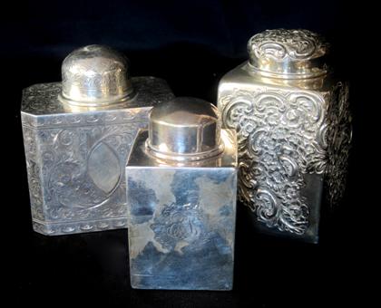 Appraisal: Three sterling silver tea caddies early th century