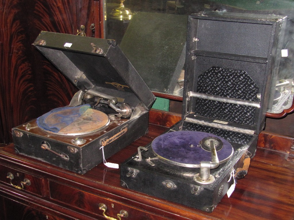 Appraisal: Two portable gramophones