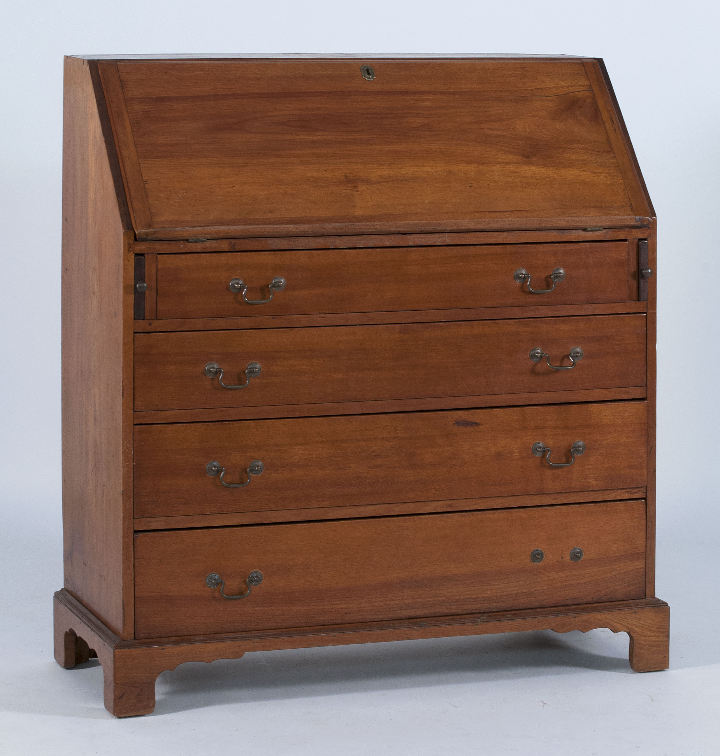 Appraisal: ANTIQUE AMERICAN CHIPPENDALE SLANT-LID DESK Circa In mahogany with brass