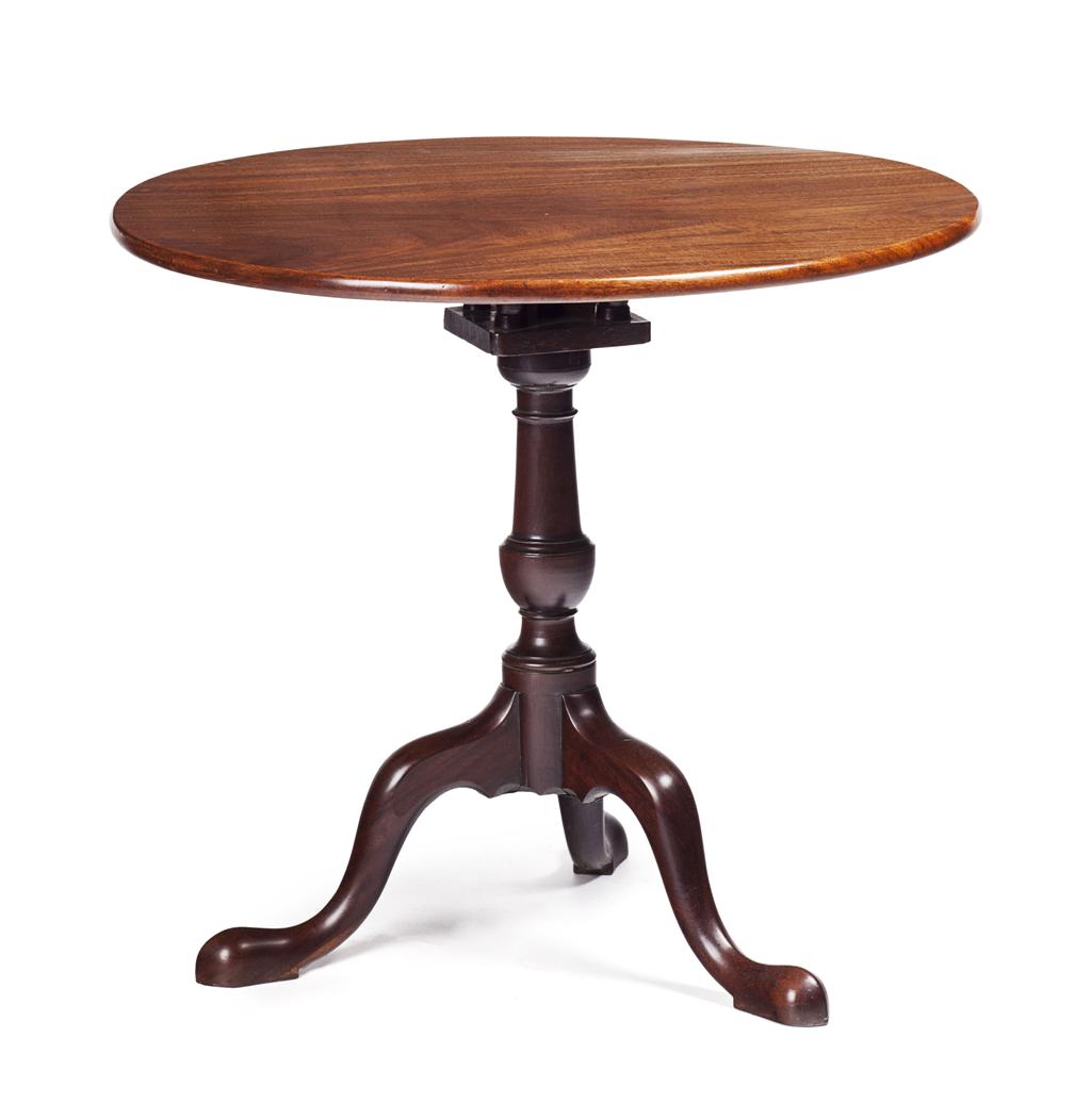 Appraisal: GEORGE III MAHOGANY BIRDCAGE TRIPOD TABLE MID TH CENTURY the