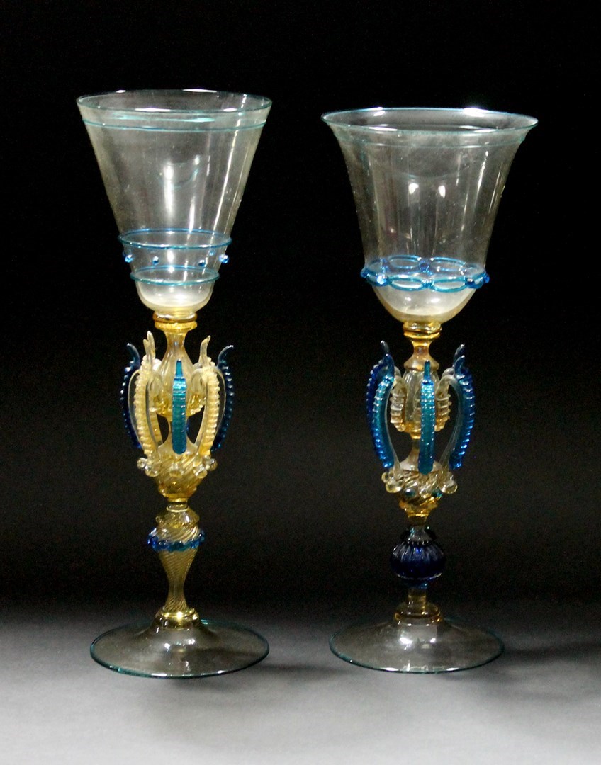 Appraisal: A Salviati style glass goblet modern with conical bowl over