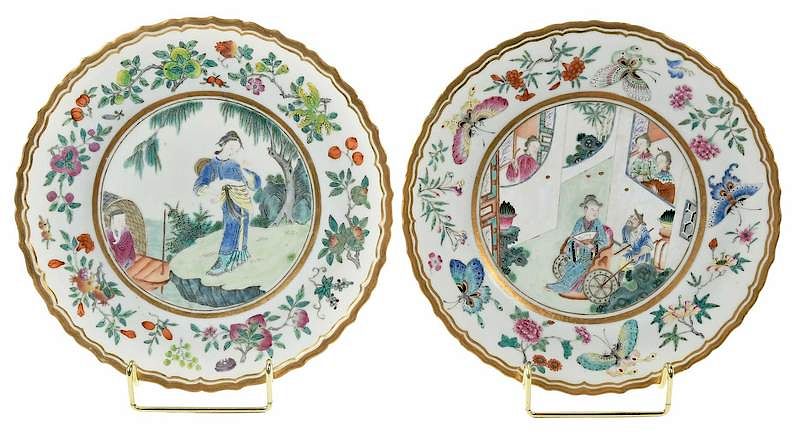 Appraisal: Two Finely Decorated Famille Rose Plates probably Republic period brightly