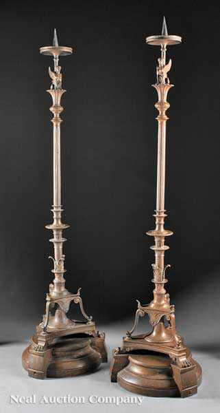 Appraisal: A Pair of French Patinated Bronze Torch res probably early