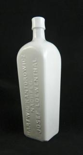 Appraisal: Bitters Bitters- square rasegin milk glass 'Hartwig Kantorwicz Nachfla Josef