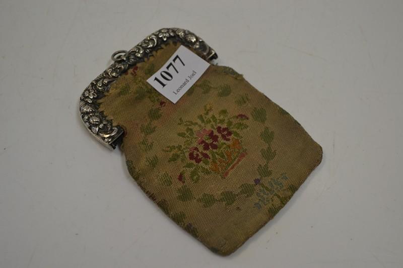 Appraisal: GEORGIAN NEEDLEWORK PURSE WITH STERLING CLASP