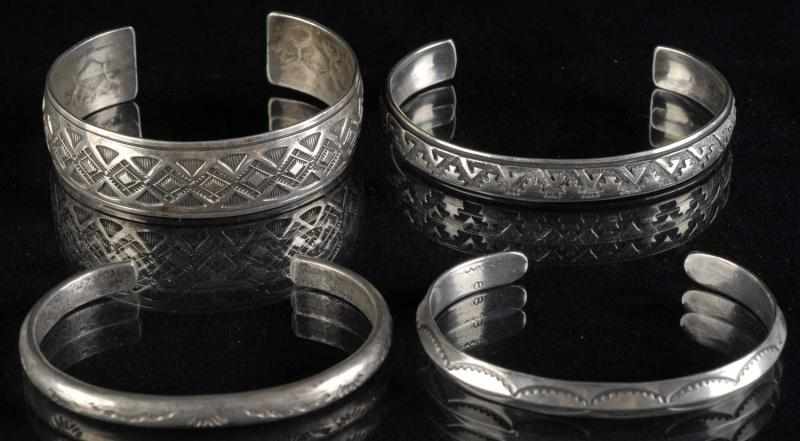 Appraisal: Lot of Silver Native American Indian Bracelets Description Nice workmanship