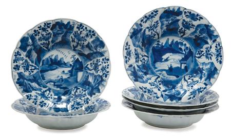 Appraisal: Set of Six Chinese Blue and White Porcelain Bowls Estimate