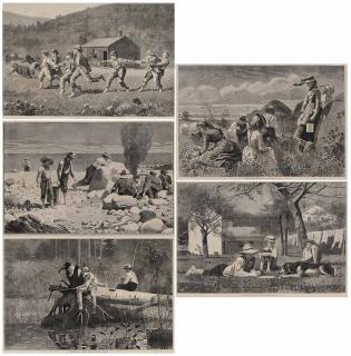 Appraisal: American - Five wood engravings published by Harper's Weekly double-page