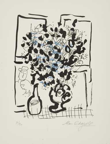 Appraisal: MARC CHAGALL Le Bouquet noir et bleu Color lithograph on