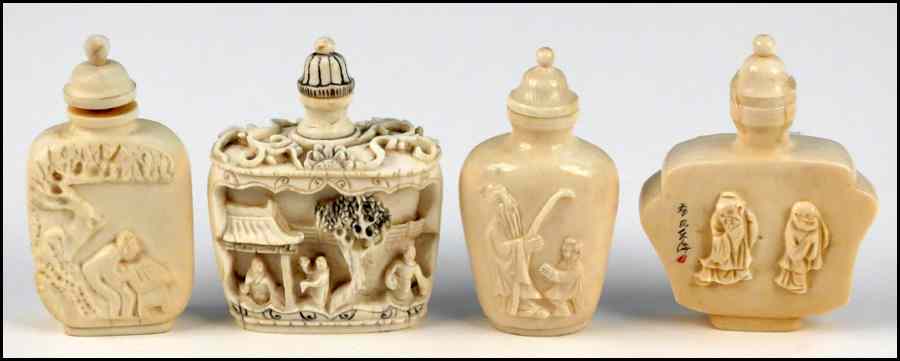 Appraisal: COLLECTION OF FOUR IVORY SNUFF BOTTLES Condition No Specific Condition