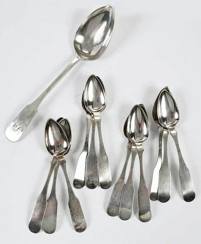 Appraisal: Fletcher and Gardiner Coin Silver Spoons American th century including