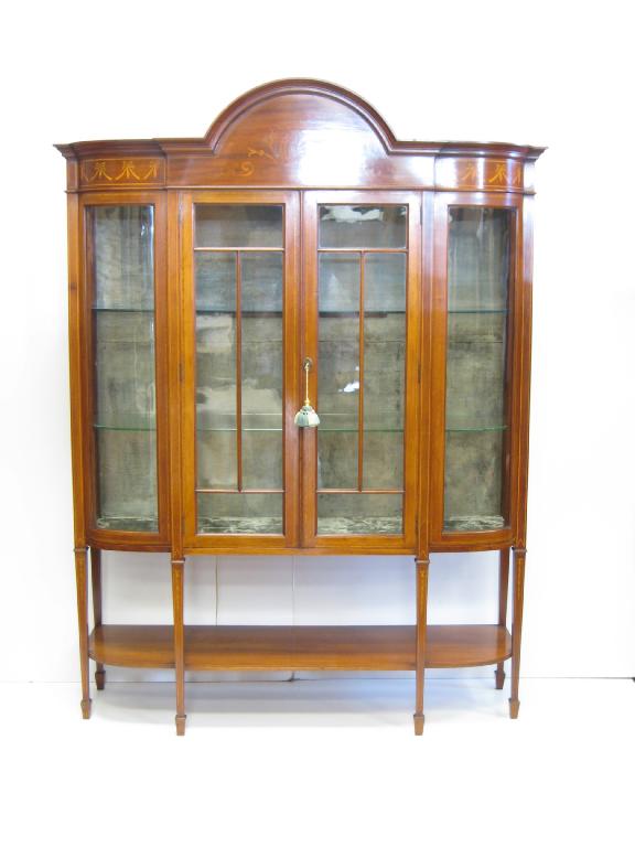 Appraisal: An Edwardian mahogany Display Cabinet having arched marquetry inlaid top