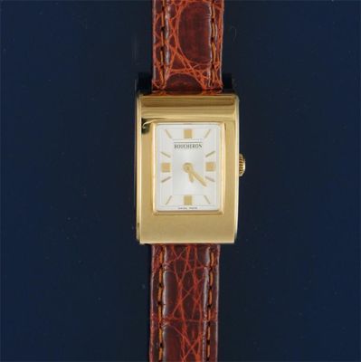 Appraisal: A gentleman's ct gold wrist watch by Boucheron Rectangular with