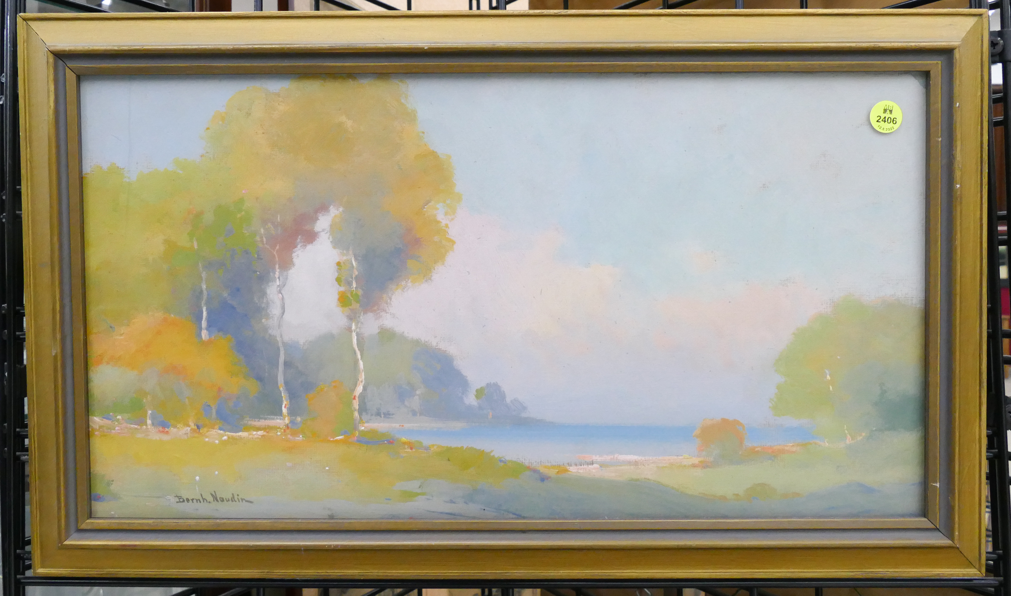 Appraisal: Bernard Naudin France - Gouache Landscape Painting Framed- x ''