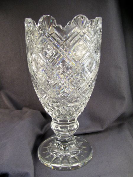 Appraisal: Waterford Crystal Vase Scalloped edge with a diamond and bull's