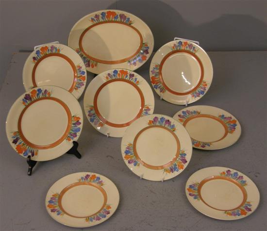 Appraisal: Clarice Cliff 'Autumn Crocus' pattern oval dish five plates and