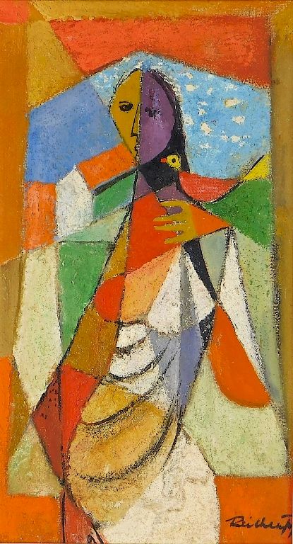 Appraisal: Frantisek Reichental Cubist Painting of a Woman New York Slovakia