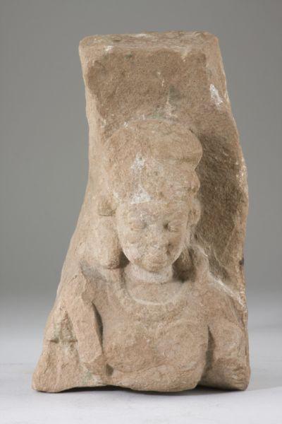 Appraisal: Hindu Sandstone Relief Fragment of a Female Deity probably th